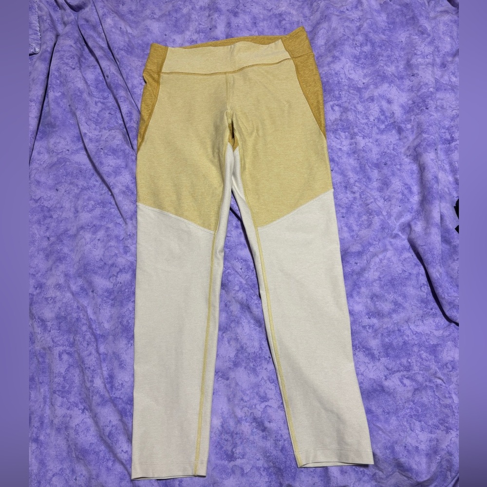 Outdoor Voices yellow Mustard and Cream Leggings